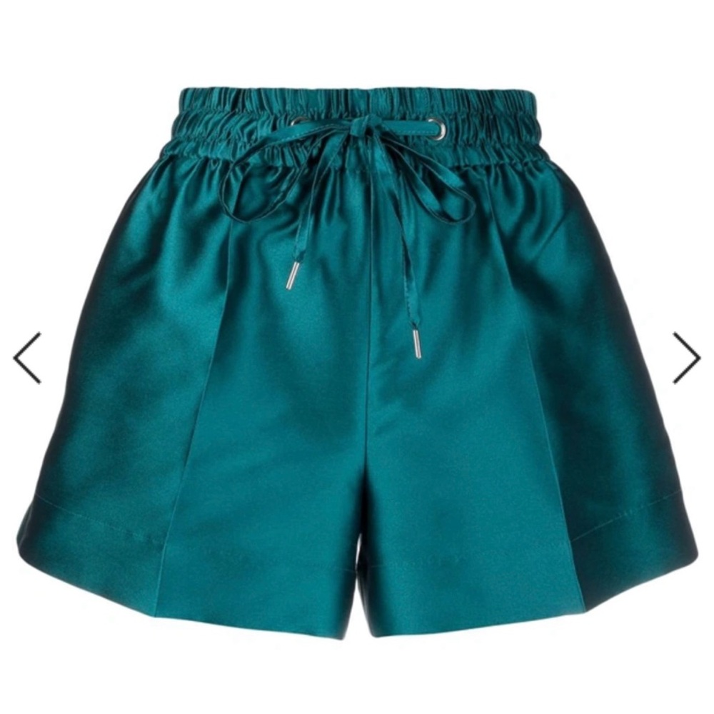 HOKI HIGH-RISE SATIN SHORTS IN MALLARD GREEN